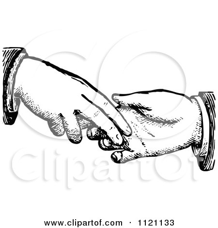 Clipart Of A Retro Vintage Black And White Dodgy Handshake 2 - Royalty Free Vector Illustration by Prawny Vintage