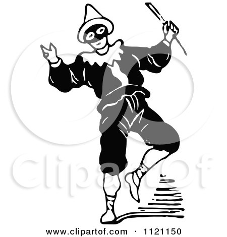 Clipart Of A Retro Vintage Black And White Actor In A Masked Costume - Royalty Free Vector Illustration by Prawny Vintage