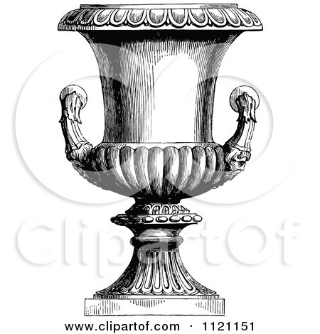 Clipart Of A Retro Vintage Black And White Garden Urn 1 - Royalty Free Vector Illustration by Prawny Vintage