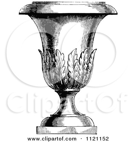 Clipart Of A Retro Vintage Black And White Garden Urn 2 - Royalty Free Vector Illustration by Prawny Vintage