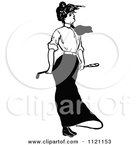 Clipart Of A Retro Vintage Black And White Lady Golfing - Royalty Free Vector Illustration by Prawny Vintage