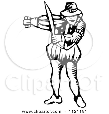Clipart Of A Retro Vintage Black And White Male Violinist Playing - Royalty Free Vector Illustration by Prawny Vintage