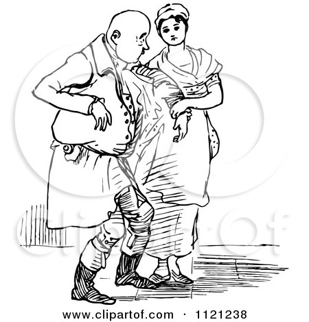 Clipart Of A Retro Vintage Black And White Woman Helping An Injured Senior Man - Royalty Free Vector Illustration by Prawny Vintage