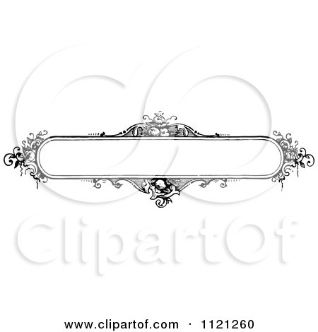 Clipart Of A Retro Vintage Black And White Floral Banner Frame - Royalty Free Vector Illustration by Prawny Vintage
