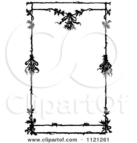 Clipart Of A Retro Vintage Black And White Floral Border - Royalty Free Vector Illustration by Prawny Vintage
