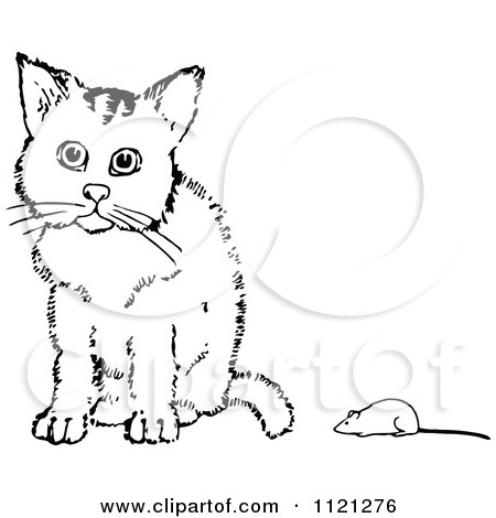 Clipart Black Cat And Mouse Friend Royalty Free Vector Illustration By Yayayoyo