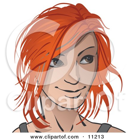 Red Haired Woman Looking to the Right Clipart Illustration by Leo Blanchette