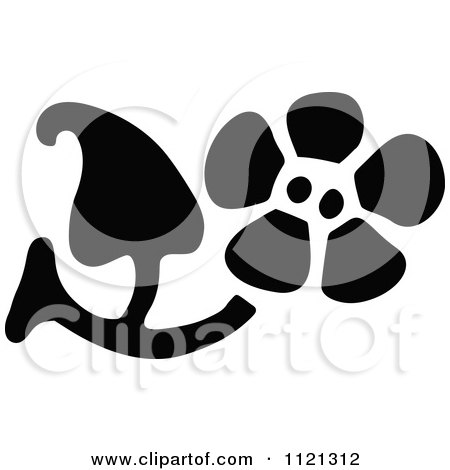 Clipart Of A Retro Vintage Black And White Flower Design Element 3 - Royalty Free Vector Illustration by Prawny Vintage