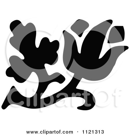 Clipart Of A Retro Vintage Black And White Flower Design Element 4 - Royalty Free Vector Illustration by Prawny Vintage