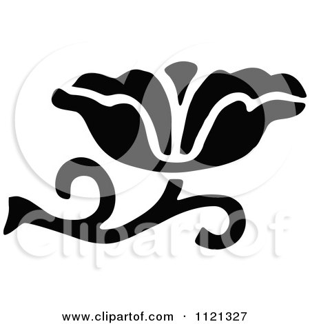 Clipart Of A Retro Vintage Black And White Flower Design Element 14 - Royalty Free Vector Illustration by Prawny Vintage