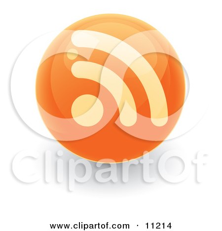 Orange RSS Symbol on a Ball or Button Clipart Illustration by Leo Blanchette