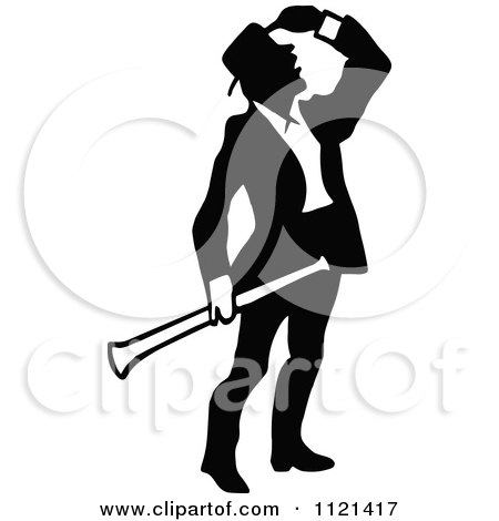 Clipart Of A Retro Vintage Black And White Campaigner 11 - Royalty Free Vector Illustration by Prawny Vintage