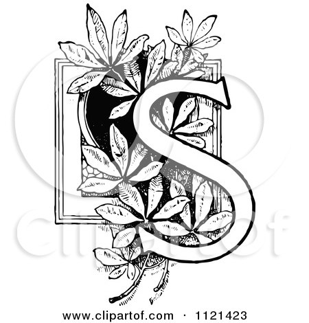 Clipart Of A Retro Vintage Black And White Letter S - Royalty Free Vector Illustration by Prawny Vintage