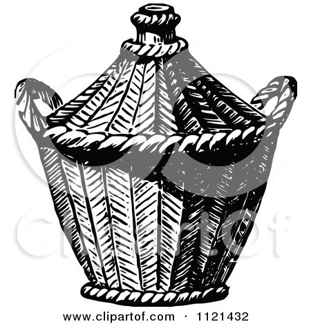 Clipart Of A Retro Vintage Black And White Basket - Royalty Free Vector Illustration by Prawny Vintage