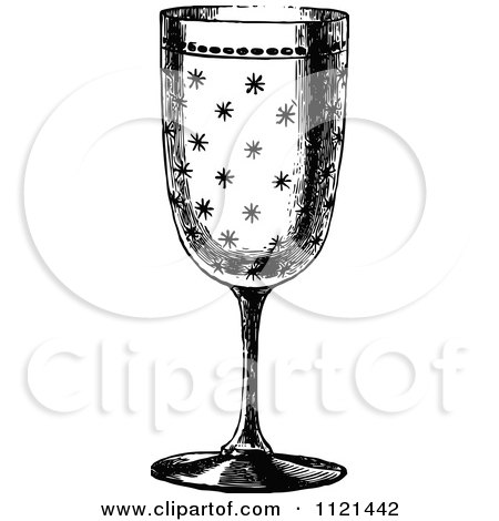 Clipart Of A Retro Vintage Black And White Glass Goblet 1 - Royalty Free Vector Illustration by Prawny Vintage