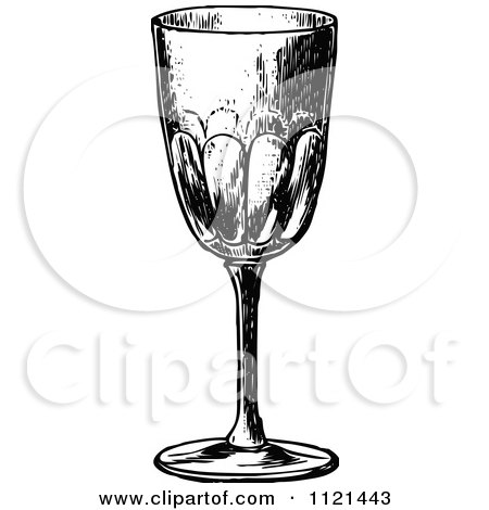 Clipart Of A Retro Vintage Black And White Glass Goblet 2 - Royalty Free Vector Illustration by Prawny Vintage