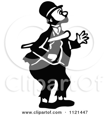 Clipart Of A Retro Vintage Black And White Hobo Man 1 - Royalty Free Vector Illustration by Prawny Vintage