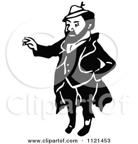 Clipart Of A Retro Vintage Black And White Hobo Man 5 - Royalty Free Vector Illustration by Prawny Vintage