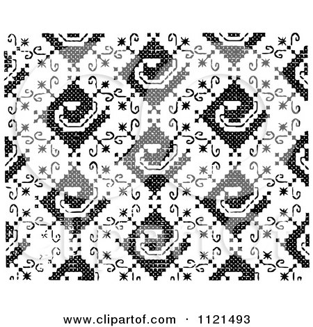 Clipart Of A Retro Vintage Black And White Needlepoint Pattern - Royalty Free Vector Illustration by Prawny Vintage