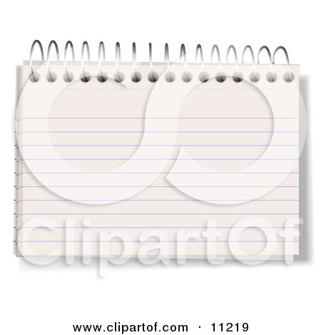 Blank Lined Index Note Card in a Spiral Book Clipart Illustration by Leo Blanchette