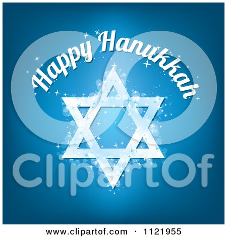 Clipart Of Happy Hanukkah Text Over A Sparkly Blue Star Of David - Royalty Free Vector Illustration by Amanda Kate