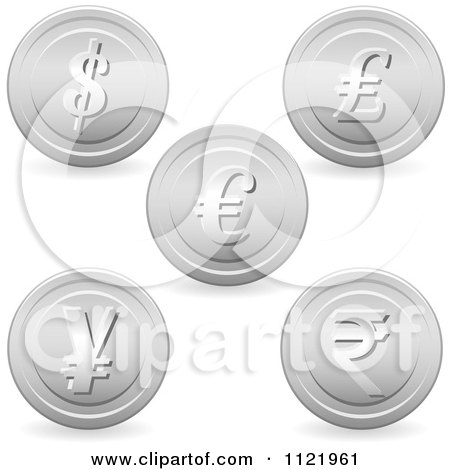 Clipart Of 3d Silver Currency Coins - Royalty Free Vector Illustration by Amanda Kate