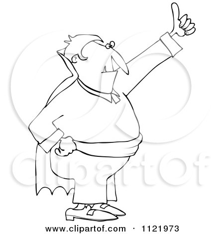 Cartoon Of An Outlined Halloween Vampire Hitch Hiking - Royalty Free Vector Clipart by djart