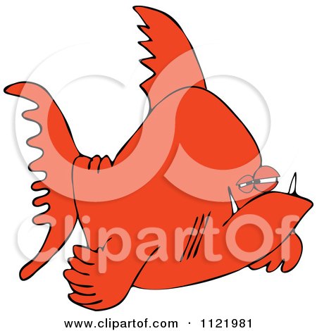 Cartoon Of A Grumpy Orange Fish - Royalty Free Vector Clipart by djart