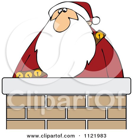 Cartoon Of Santa In A Chimney - Royalty Free Vector Clipart by djart
