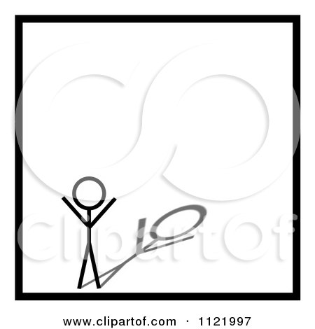 Clipart Of A Stick Man With A Shadow And Black Square Border - Royalty Free CGI Illustration by oboy