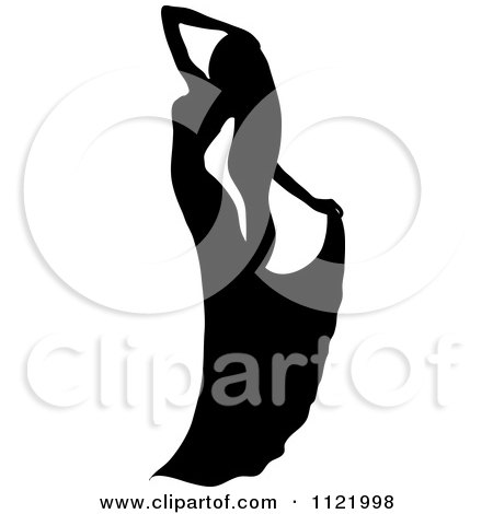 Clipart Of A Graceful Silhouetted Woman Dancing In A Gown - Royalty Free Vector Illustration by Pams Clipart