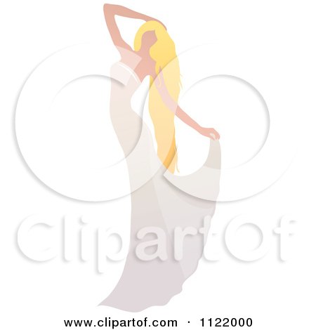 Clipart Of A Graceful Blond Woman Dancing In A Bridal Gown - Royalty Free Vector Illustration by Pams Clipart