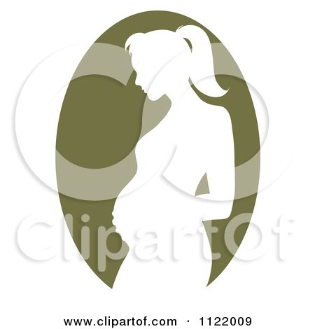 Clipart Of A Green Pregnant Mother Silhouette Cameo - Royalty Free Vector Illustration by Pams Clipart