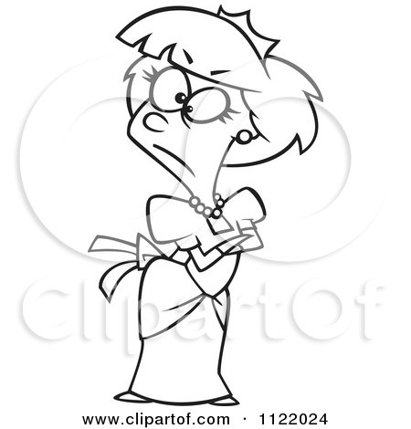Cartoon Of An Outlined Irritated Princess - Royalty Free Vector Clipart by toonaday