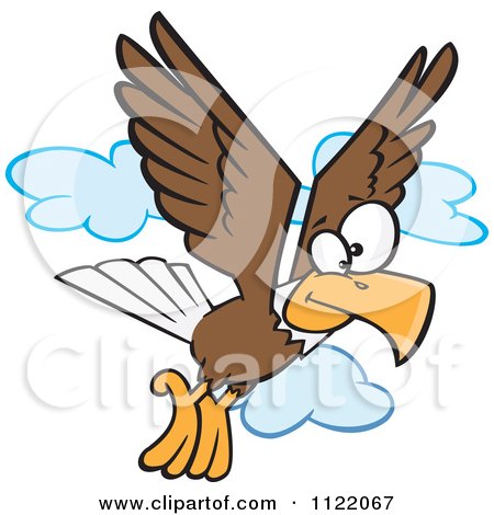 Cartoon Of A Bald Eagle Flying - Royalty Free Vector Clipart by toonaday