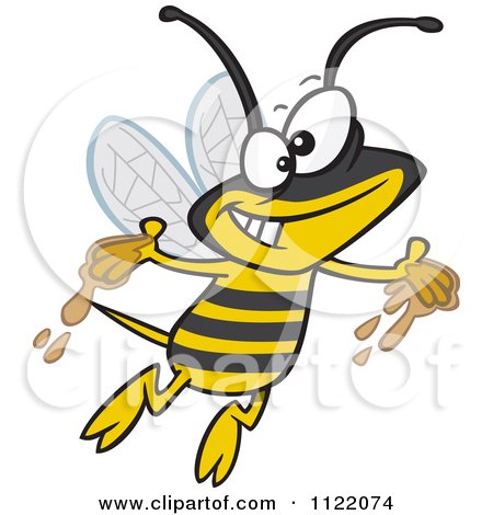 Cartoon Of A Happy Bee With Honey On His Hands - Royalty Free Vector Clipart by toonaday
