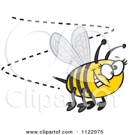 Cartoon Of A Happy Bumblebee Buzzing Around - Royalty Free Vector Clipart by toonaday