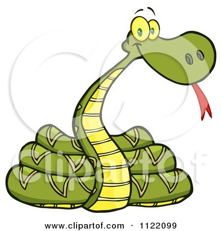 Cartoon Of A Coiled Snake - Royalty Free Vector Clipart by Hit Toon