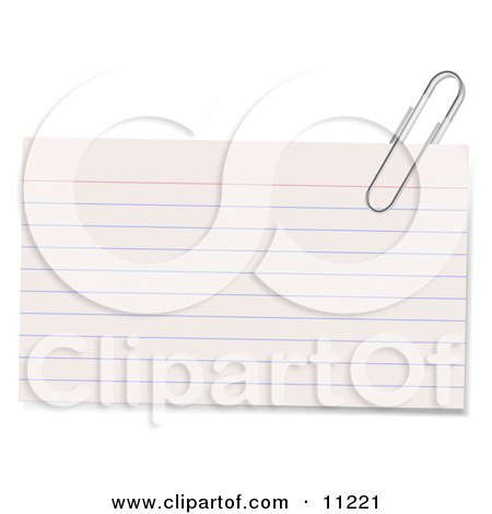 Blank Lined Index Note Card With a Paperclip on the Corner Clipart Illustration by Leo Blanchette