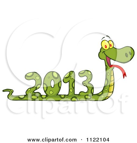 Cartoon Of A Coiled New Year 2013 Snake - Royalty Free Vector Clipart by Hit Toon