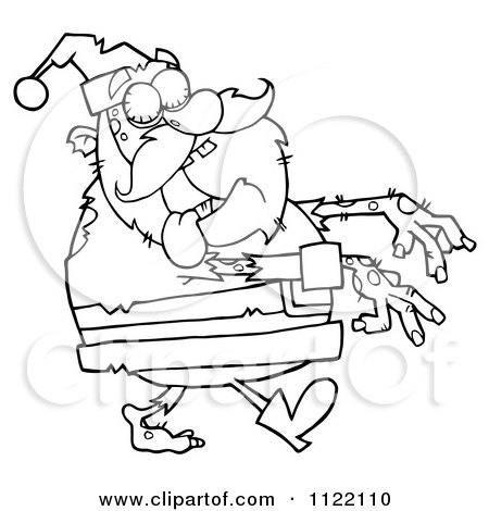 Cartoon Of An Outlined Zombie Santa - Royalty Free Vector Clipart by Hit Toon