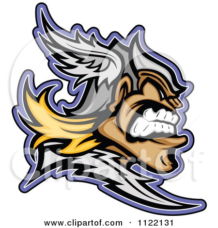 Cartoon Of An Aggressive Titan In Profile - Royalty Free Vector Clipart by Chromaco