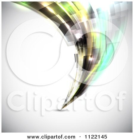 Clipart Of A Futuristic Abstract Swoosh On A Shaded Background - Royalty Free Vector Illustration by KJ Pargeter