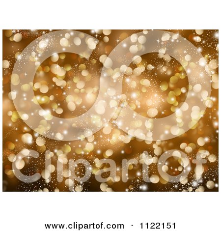 Clipart Of A Gold Sparkly Bokeh Light Christmas Background - Royalty Free CGI Illustration by KJ Pargeter