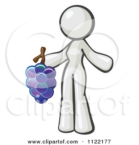 Cartoon Of A White Woman Vintner Wine Maker Holding Grapes - Royalty Free Vector Clipart by Leo Blanchette
