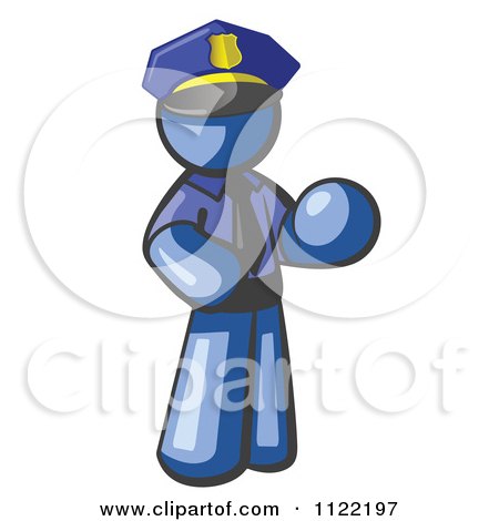 Cartoon Of A Blue Man Police Officer - Royalty Free Vector Clipart by Leo Blanchette