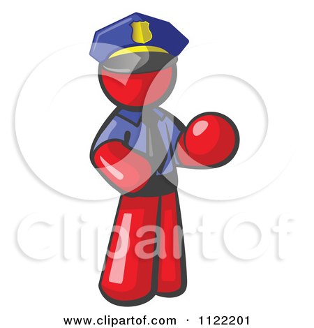 Cartoon Of A Red Man Police Officer - Royalty Free Vector Clipart by Leo Blanchette