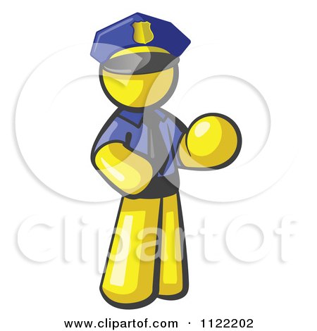 Cartoon Of A Yellow Man Police Officer - Royalty Free Vector Clipart by Leo Blanchette