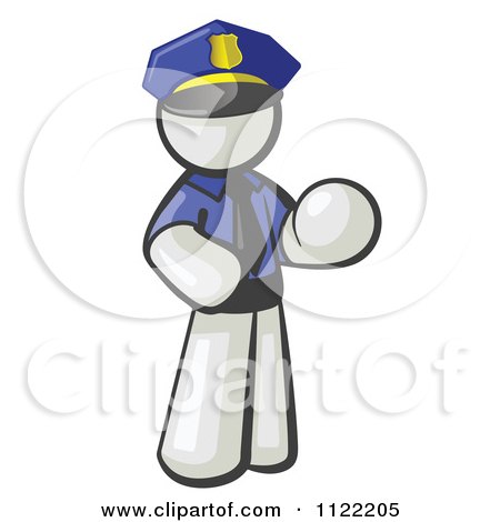 Cartoon Of A White Man Police Officer - Royalty Free Vector Clipart by Leo Blanchette