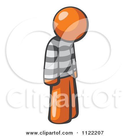 Cartoon Of A Moping Orange Man Prisoner - Royalty Free Vector Clipart by Leo Blanchette